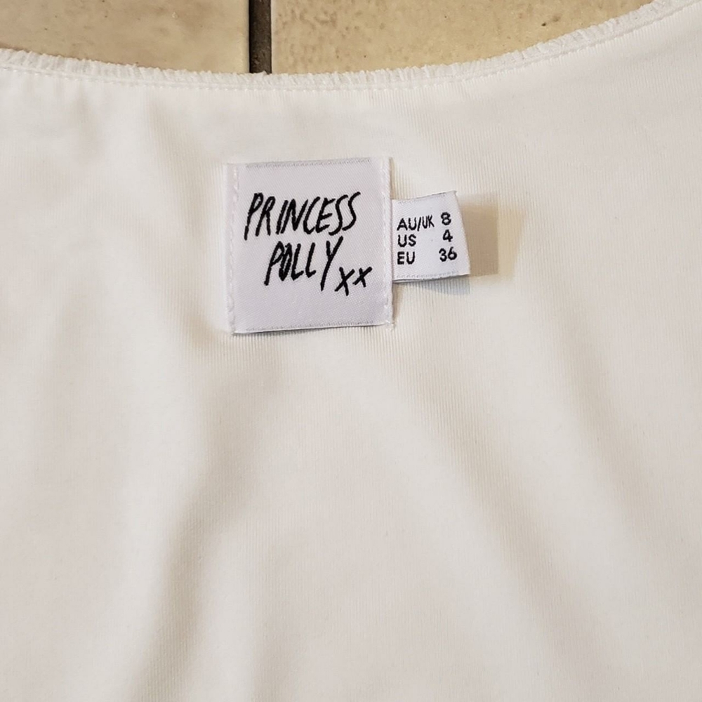Princess Polly MCCALL LONG SLEEVE TOP WHITE used size 4 - Picture 3 of 4